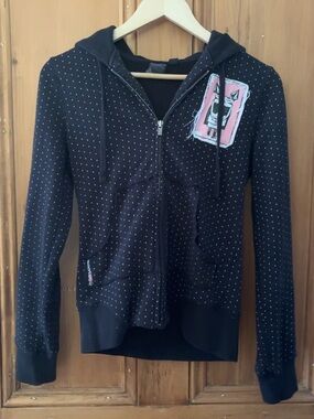 Volcom Black Dot Zip-Up Hoodie with Pink Graphic